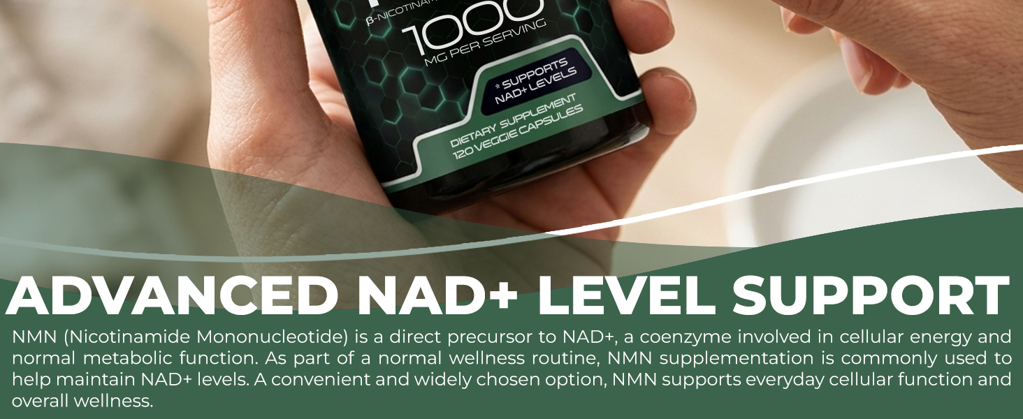 NMN Supplement 1000mg Pure Organic Nicotinamide Mononucleotide - NMN NAD Supplement for Anti-Aging, Longevity, Cellular, and Energy Supplements – Suitable for Women and Men Energy Support - 120 Count