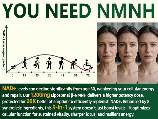 NMNH Supplement 2000mg, Liposomal NMN Alternative, Boosts NAD+ Levels