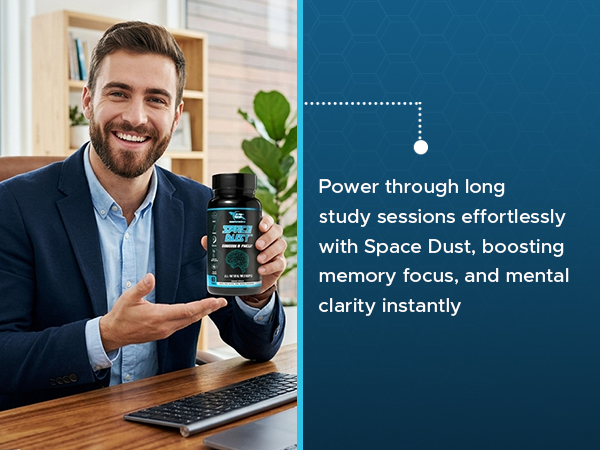 GALACTIC SUPPS Space Dust All-Natural Nootropic Brain Supplement for Focus, Energy, Memory & Mood with Caffeine, L-Theanine, TeaCrine, L-Tyrosine, Mucuna & Lutein – 60 Capsules