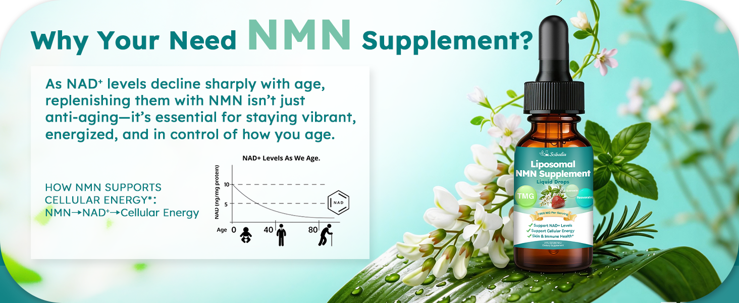 NMN Supplement Liquid Drops,4-in-1 NMN Beta 1000mg