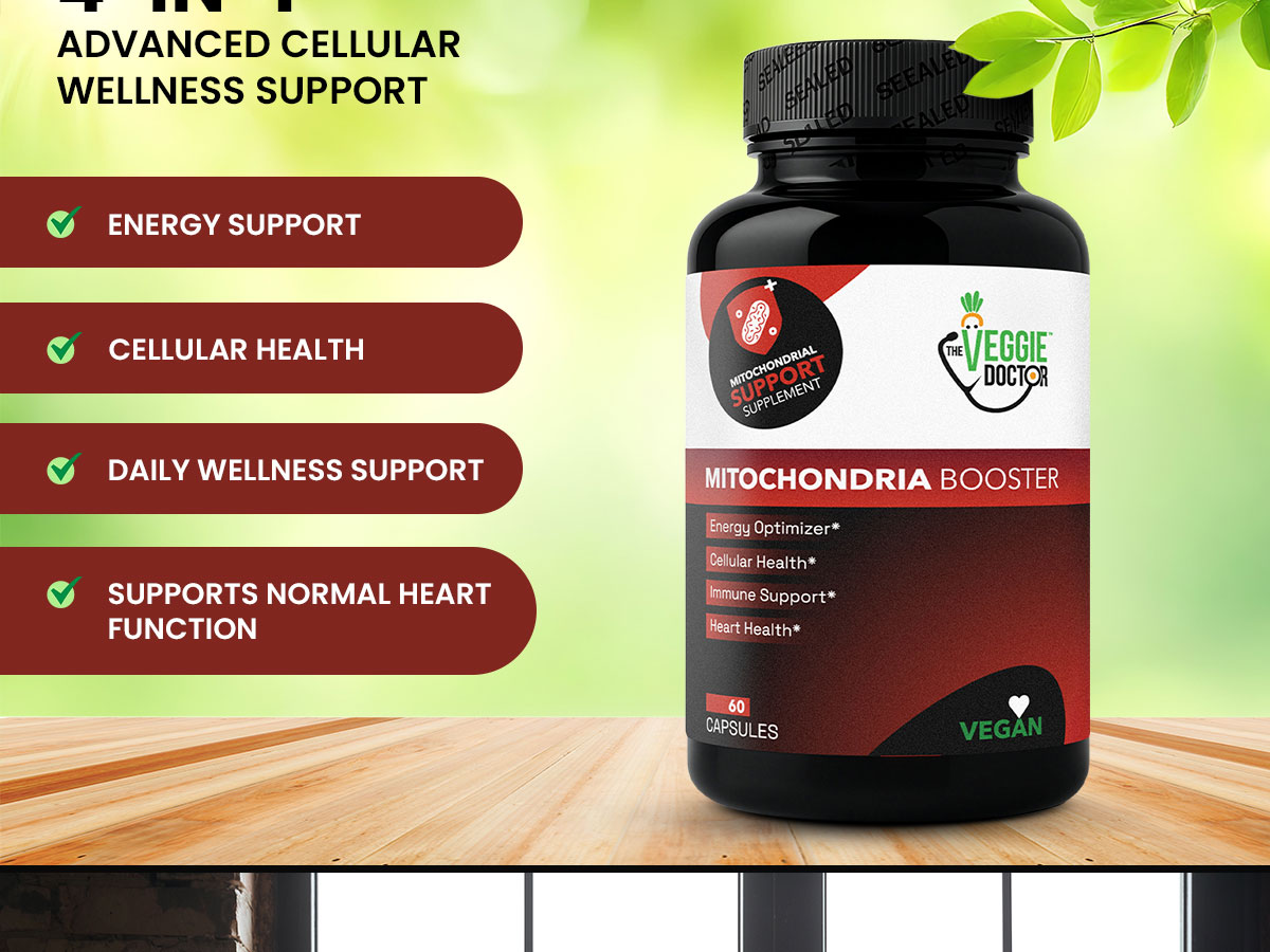 Vegan Mitochondrial Support – Advanced Cellular Wellness & Natural Energy Formula with CoQ10, PQQ, Acetyl-L-Carnitine, Alpha-Lipoic Acid, Magnesium, BioPerine® - Daily Support (60 Capsules)