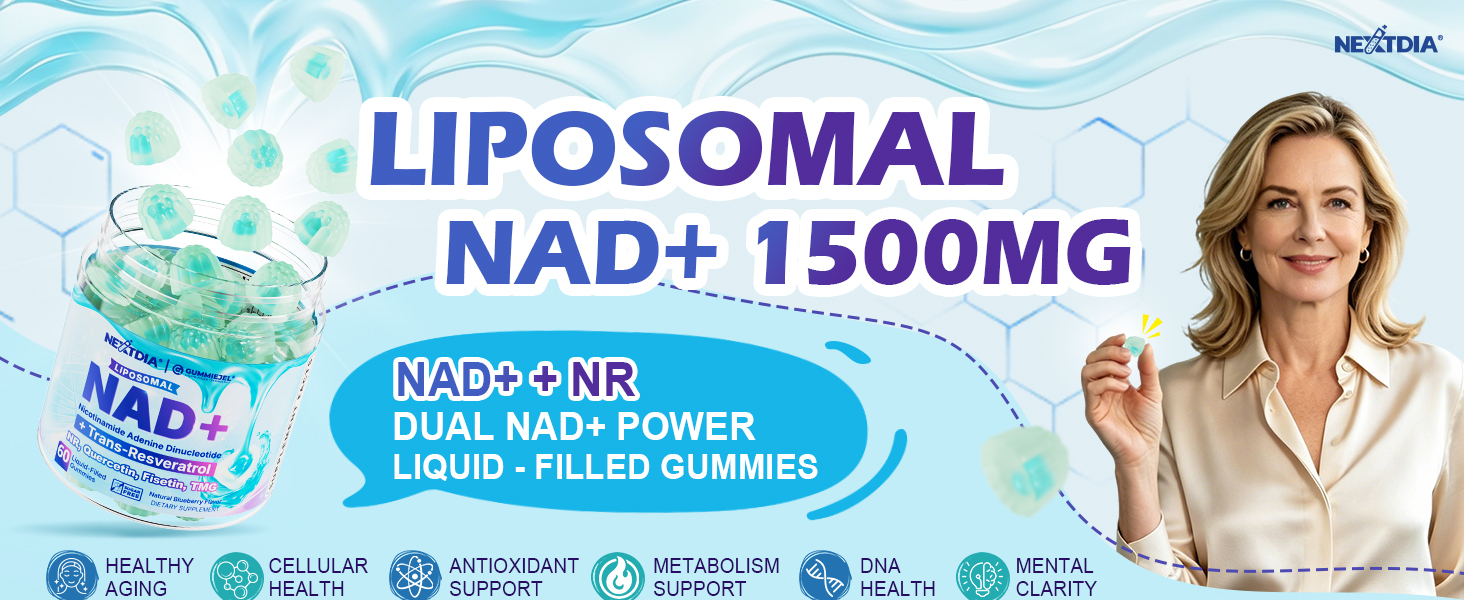 1500mg NAD+Resveratrol +Nicotinamide Riboside +Fisetin Gummies w/CoQ10, TMG