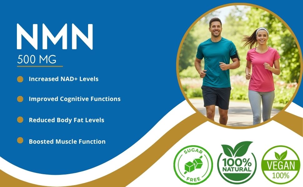 NMN Supplement 500mg for Women & Men, 90 Capsules, Cellular & NAD+ Support