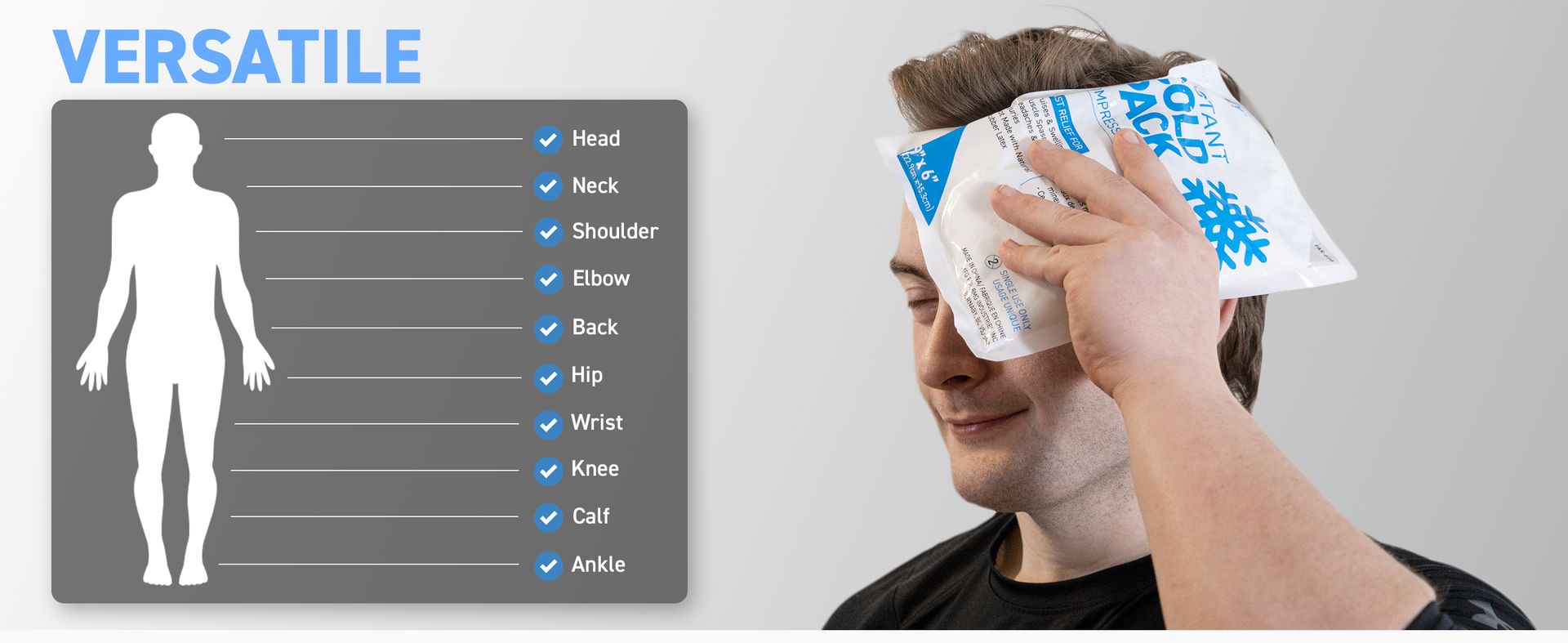 Ready First Aid Instant Cold Packs for Injuries 7.5 x 4.5" (6 Pack, Medium)