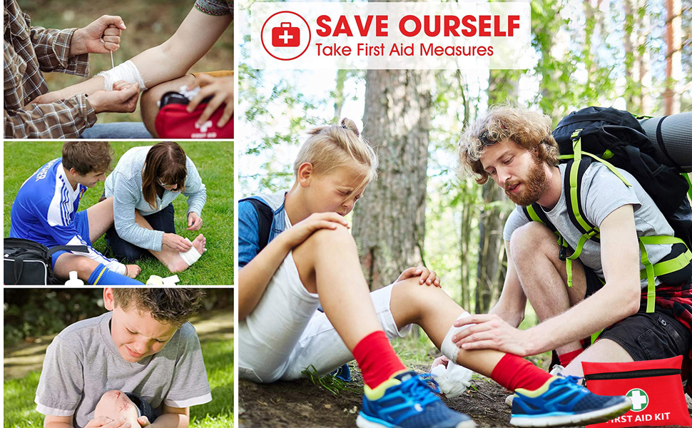 Mini First Aid Kit - 147 Piece Small First Aid Kit,with Rotatable Buckle Ideal for Cars, Schools, Sports, Homes, Travel, Camping, Hiking 