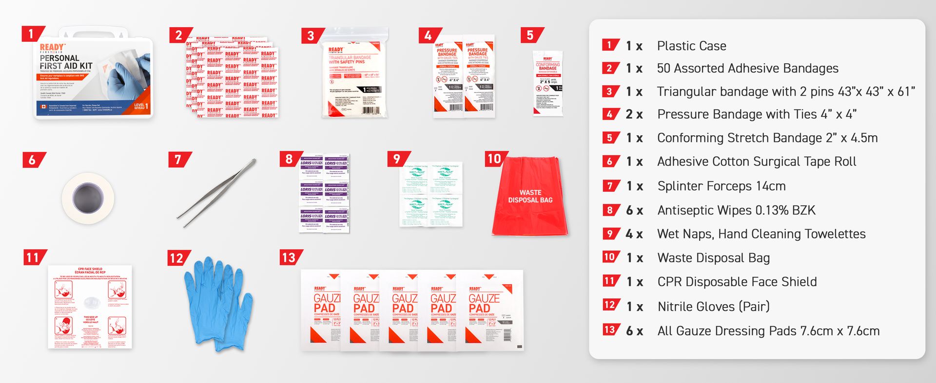 Ready First Aid, CSA Type 1 Personal First Aid Kit for Solo Worker
