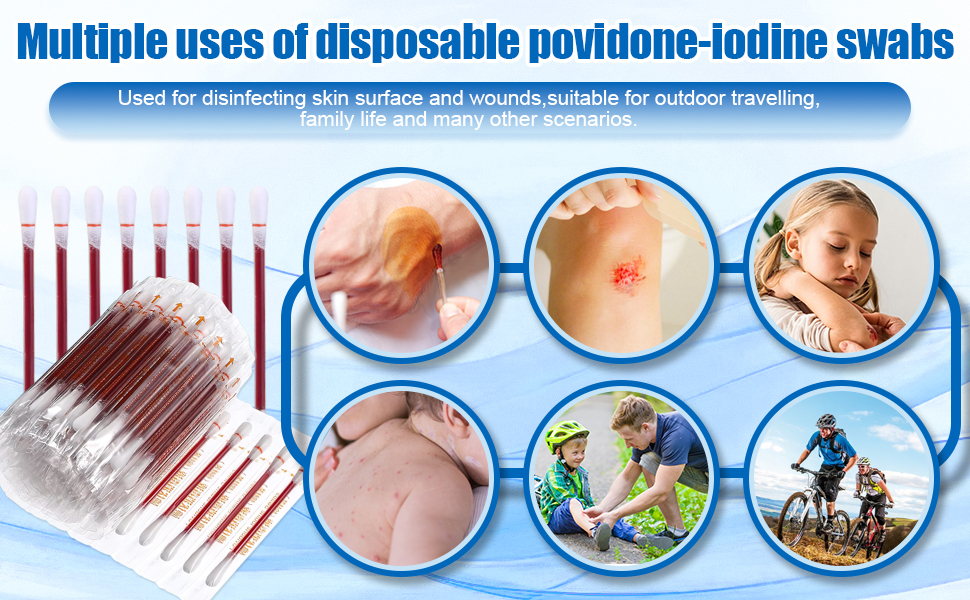 Iodine Swabs, 50 Pcs Disposable Iodine Swabs, Iodine Swabs Individually Wrapped for Nose Care, Disinfection Wound, Outdoor Medical Supplies