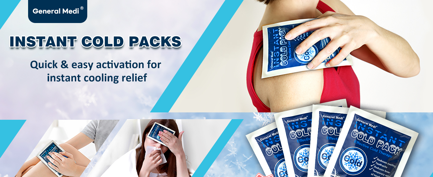 Instant Cold Pack (4 x 5.5 inches) – Set of 25 Disposable Cold Therapy Ice Packs for Pain Relief, Swelling, Inflammation, Sprains, Strained Muscles, Toothache