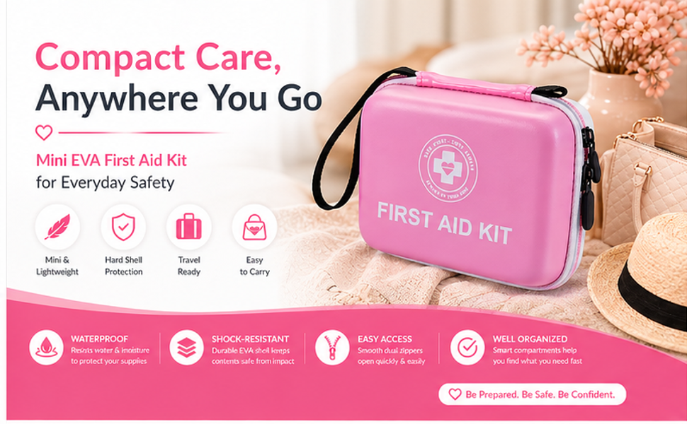 Small First Aid Kit - 165 Pieces Two Tone Emergency Kit with Hard Shell and Fluorescent Exterior Coating, Emergency First Aid Kit for Home, Car, Travel, Hiking and Outdoor