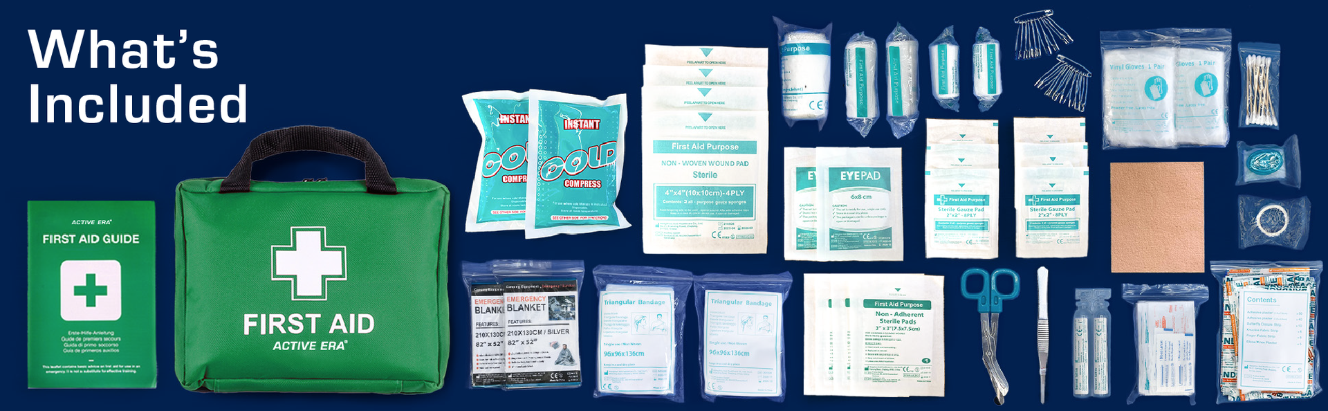 220 Piece Premium First Aid Kit Bag - Includes 2 x Cold (Ice) Packs and Emergency Blanket for Home, Office, Car, Caravan, Workplace, Travel and Sports