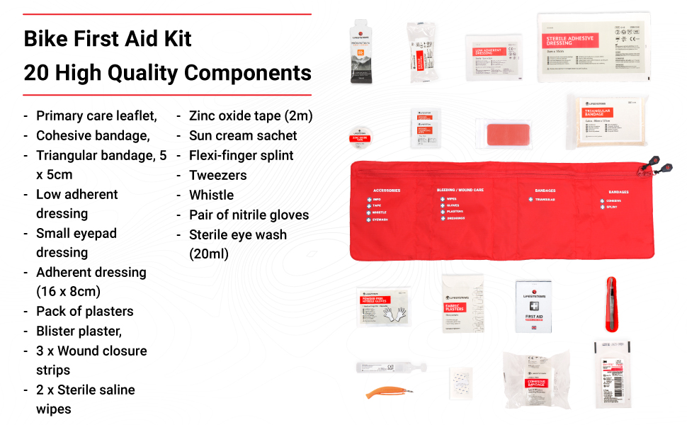 Lifesystems Bike Solo First Aid Kit, CE Certified Contents