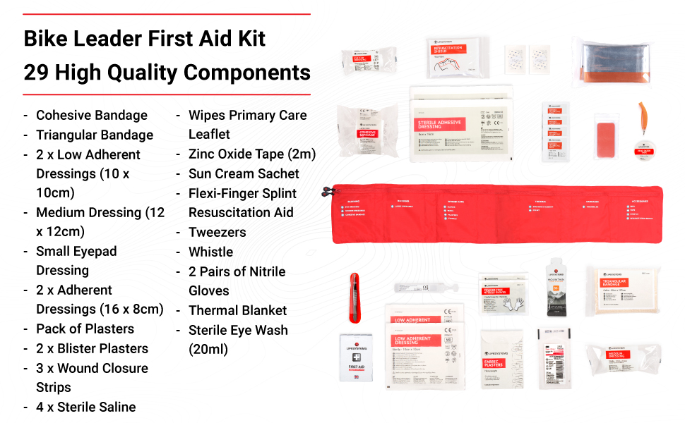 Lifesystems Bike Solo First Aid Kit, CE Certified Contents