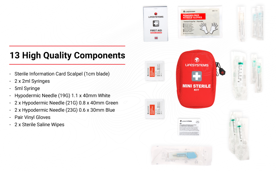 Lifesystems Mini Sterile First Aid Kit, CE Certified Contents