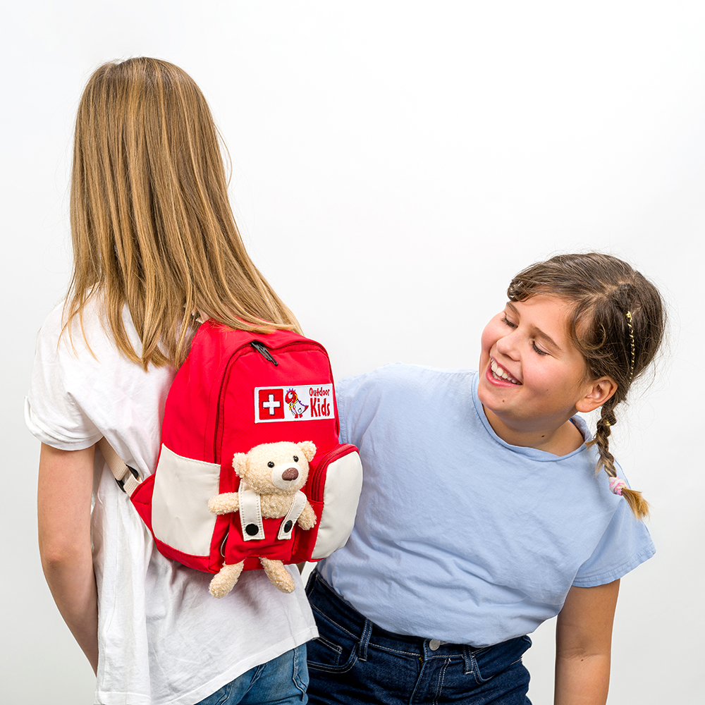 DGUV 202-089 Children's First Aid Backpack Outdoor Kids Red/White Filled Item No. 609628