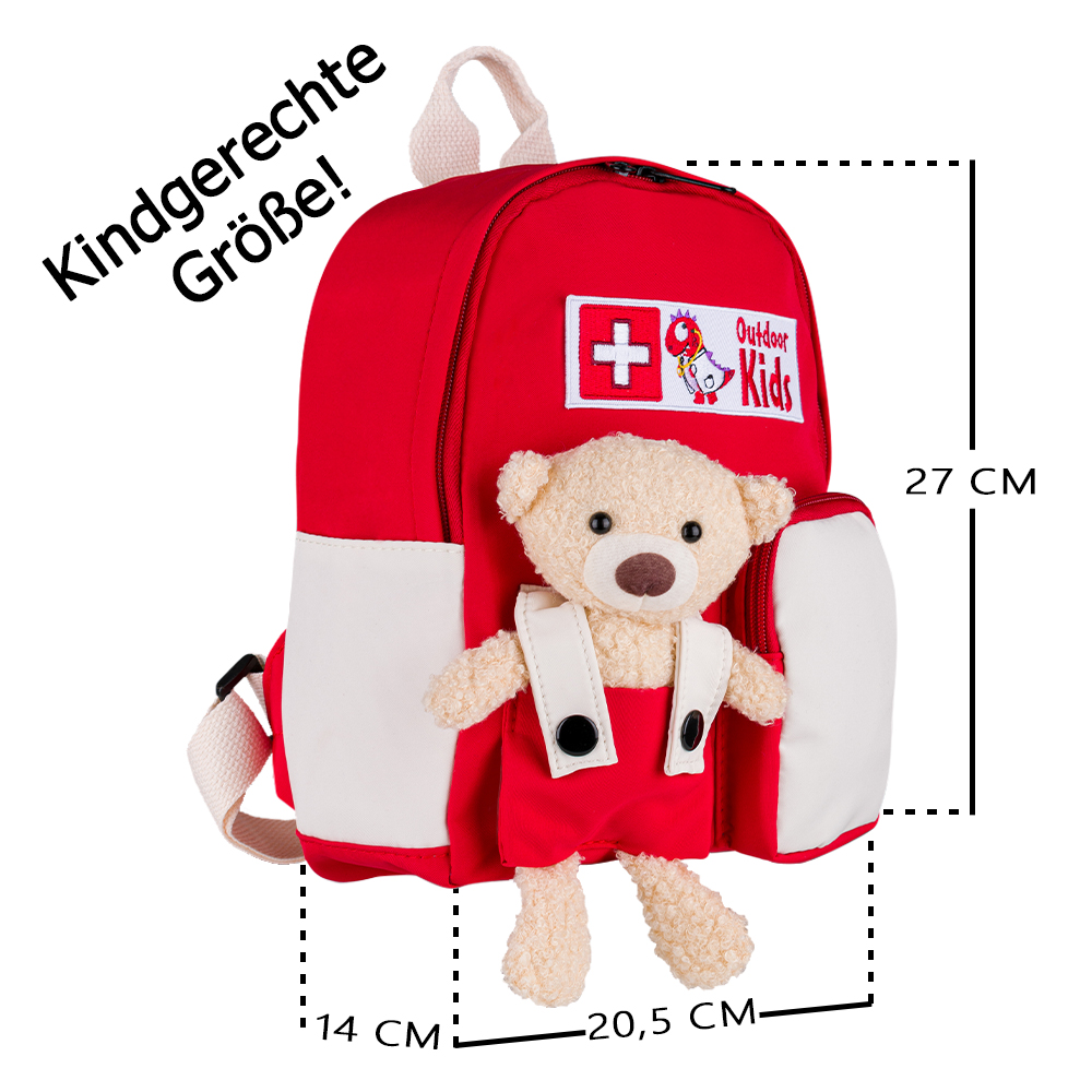 DGUV 202-089 Children's First Aid Backpack Outdoor Kids Red/White Filled Item No. 609628