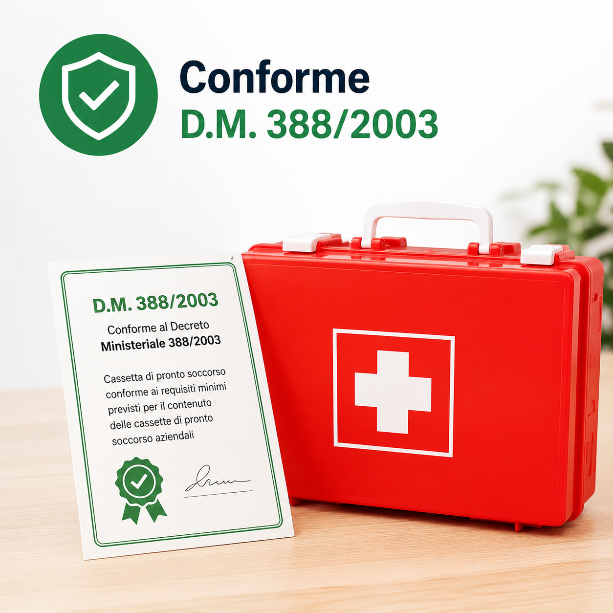 Akitaink Medical First Aid Box with Attachment 2 for Companies Less than 3 Employees Complete with Wall Bracket, Compliant DM388/DL81, Made in Italy
