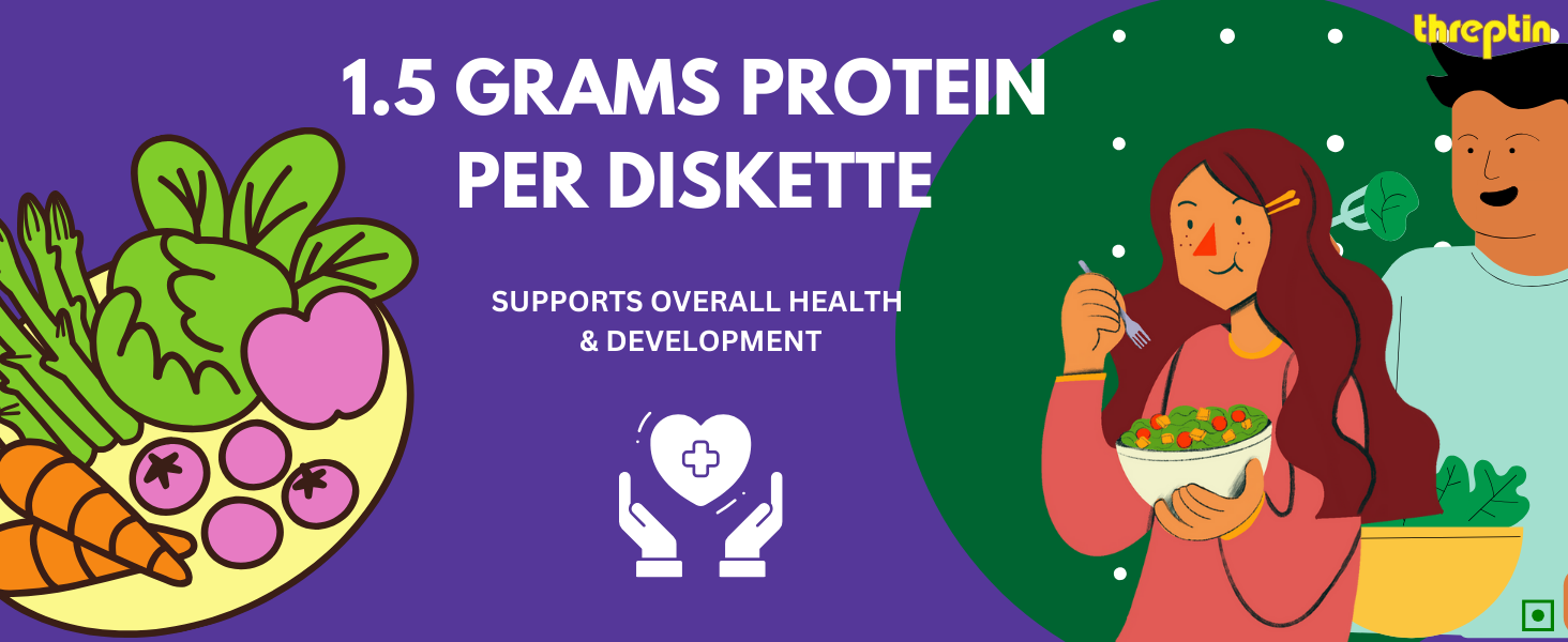Threptin Protein Diskettes| Healthy Snacks for Men and Women - 275g, High Protein Diskette enriched, Essential Vitamins, Minerals and Antioxidant -Vanilla Flavor|100% Veg