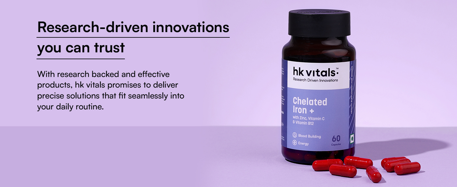 hk vitals Chelated Iron + Supplement, 60 Capsules