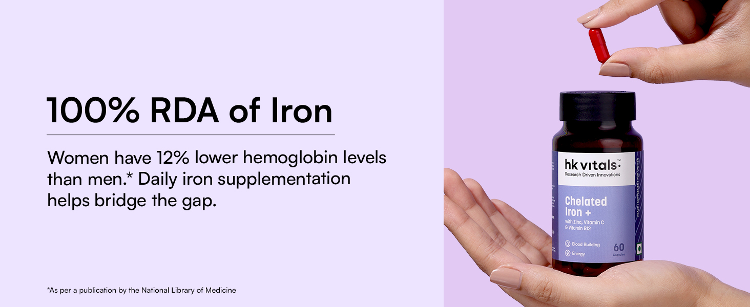 hk vitals Chelated Iron + Supplement, 60 Capsules