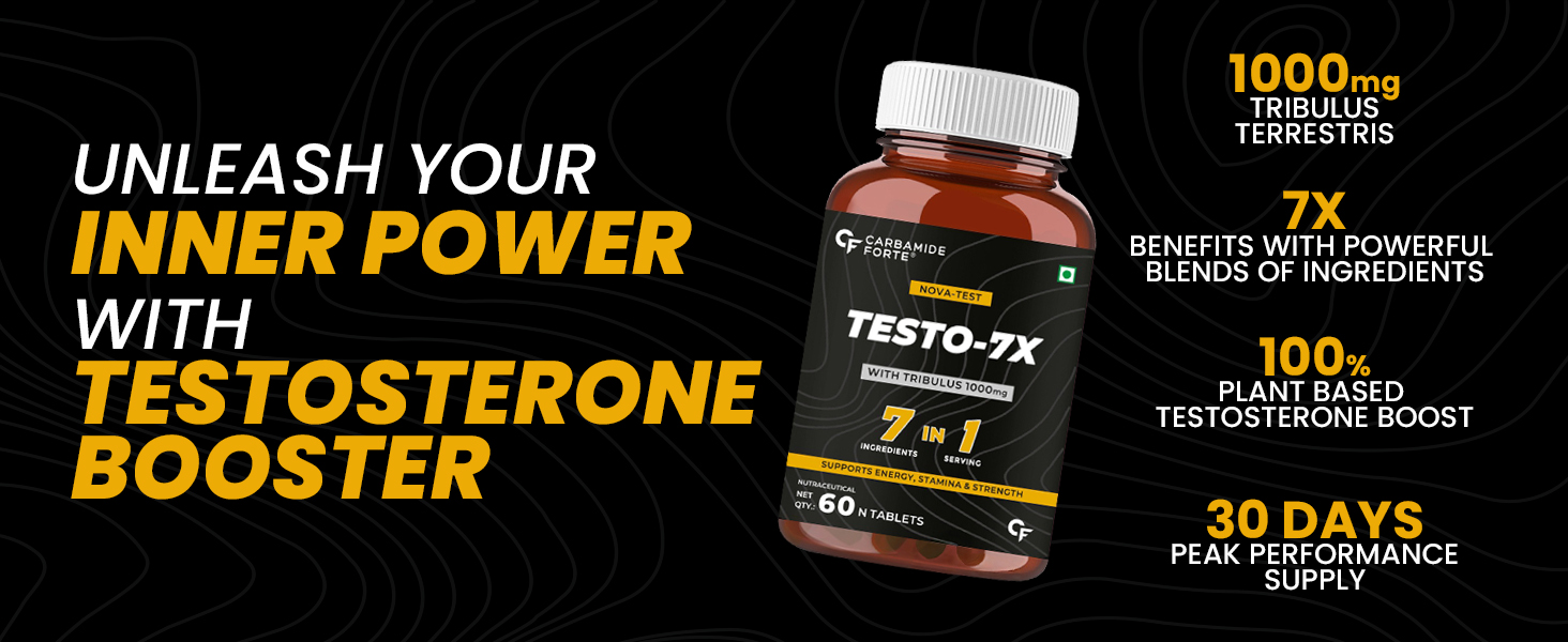 Carbamide Forte Testosterone Support Supplement | Testosterone Supplement For Men To Support Energy, Stamina & Strength | 60 Tablets