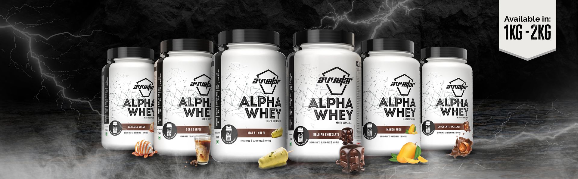 avvatar ALPHA WHEY PROTEIN | 1Kg | Malai Kulfi Flavour | 25g Protein | 25 Servings