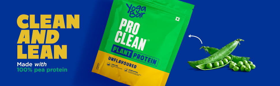 Yogabar Pro Clean Plant Protein | Unflavoured | 28g Protein per Serving | Clean & Natural Plant Blend | Vegan, No Added Sugar, Gluten-Free | 500g (Pack of 3)