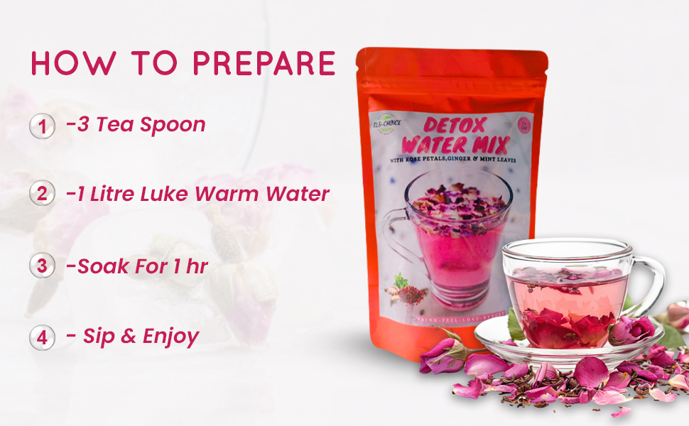 Rlb Choice Floral Fusion Detox Water Mix: Rose Petal, Ginger, Mint Bliss | Boost Immunity | Remove Toxins - 50 Gm