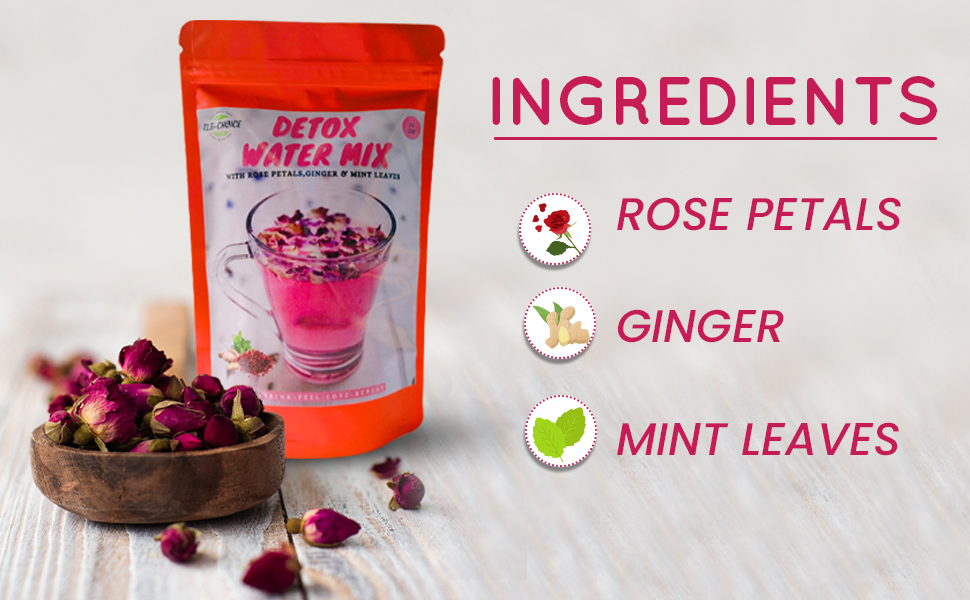 Rlb Choice Floral Fusion Detox Water Mix: Rose Petal, Ginger, Mint Bliss | Boost Immunity | Remove Toxins - 50 Gm