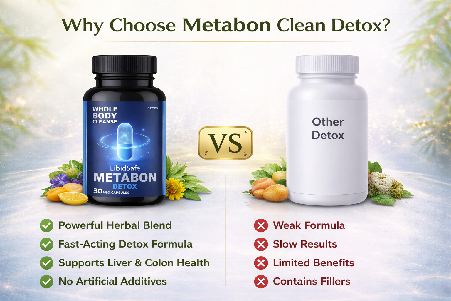 Metabon Detox Capsules – Metabon Whole Body Cleanse Formula with Improved Absorption and Natural Ingredients for Effective Detoxification and Improved Energy Levels
