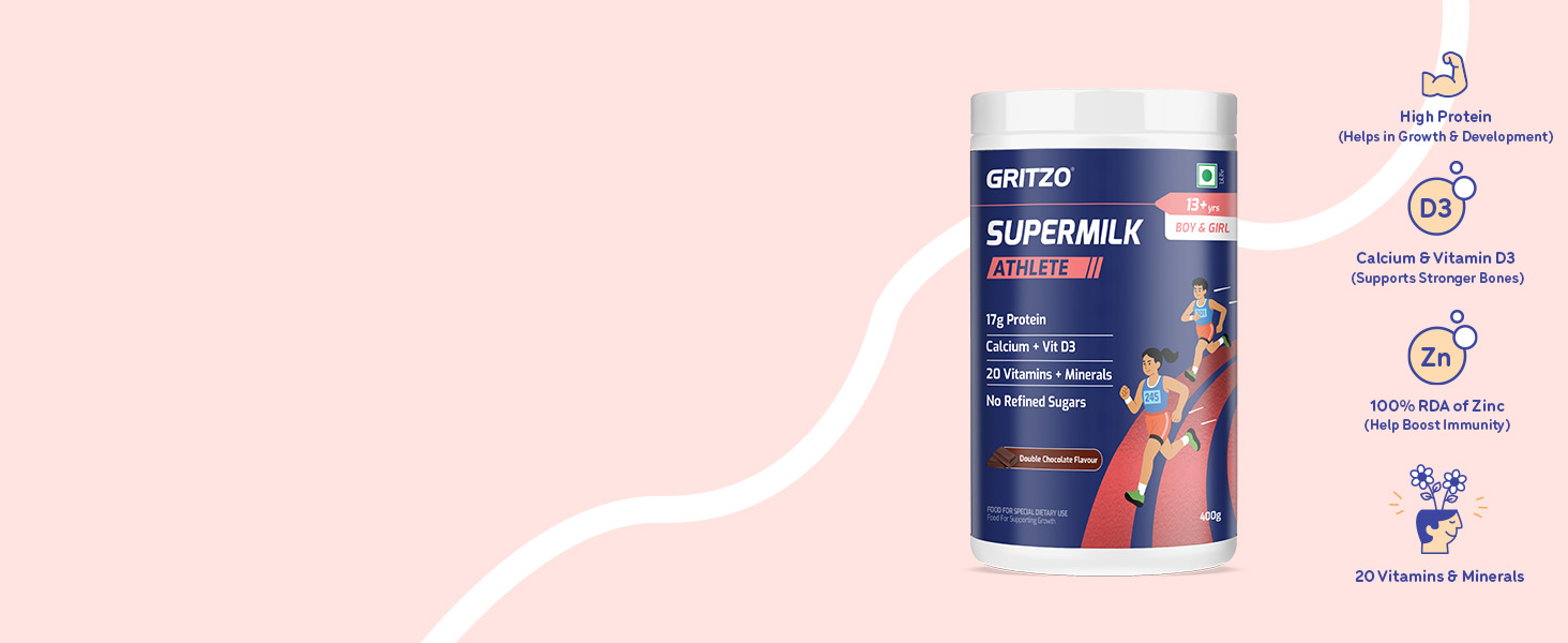 Gritzo SuperMilk Athlete (13+ Kids), Double Chocolate, 400g