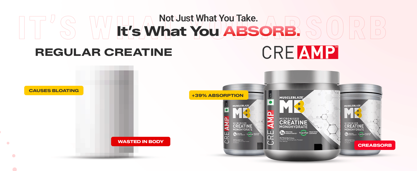 MuscleBlaze Micronised Creatine Monohydrate CreAMP Powder, 320g