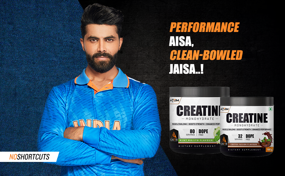 Asitis Nutrition ATOM Creatine Monohydrate (100 grams Powder, 32 Servings, Kiwi Fusion Flavour) | Dope Free | Enhances Performance | Promotes Muscle Gains