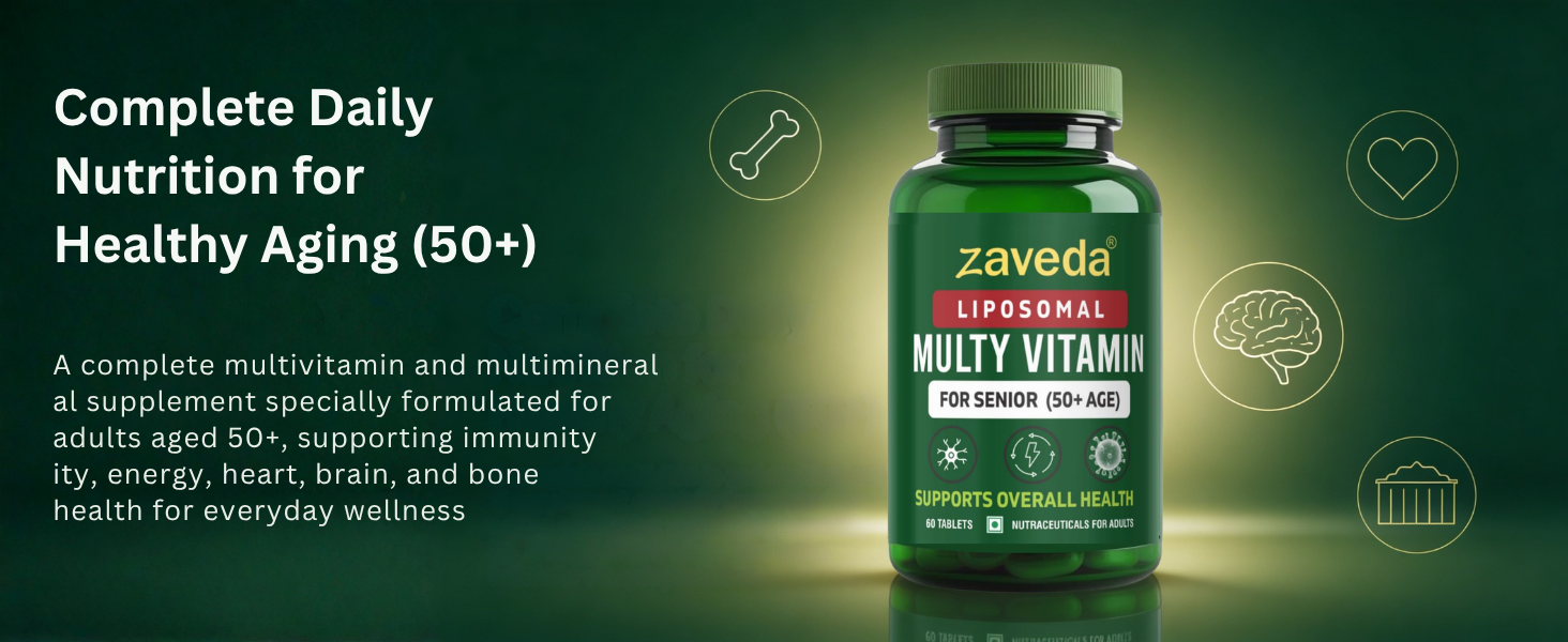 Liposomal Multivitamin for Seniors 50+ | Advanced Technology for Superior Absorption | with Methyl B12, L-Methylfolate, MK-7 & Bisglycinate Minerals | 60 Tablets