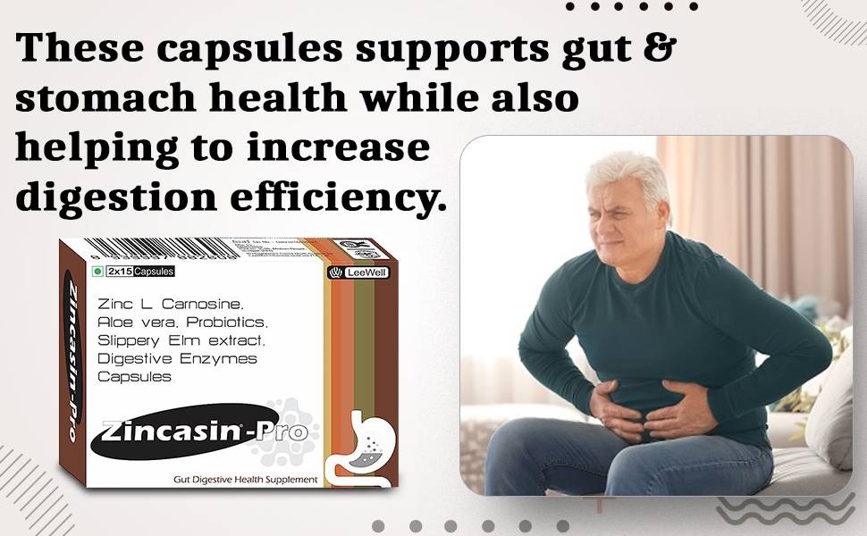 Zincasin-Pro by LeeWell Digestive Enzymes with Probiotics- 30 Capsules
