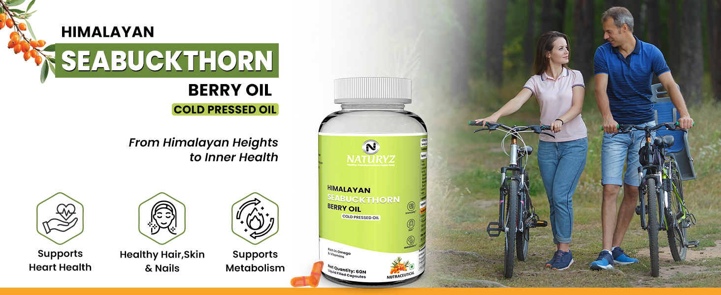 NATURYZ Himalayan Sea Buckthorn Oil 1120mg Omega 3-6-7-9 & Vit C- 60 Caps
