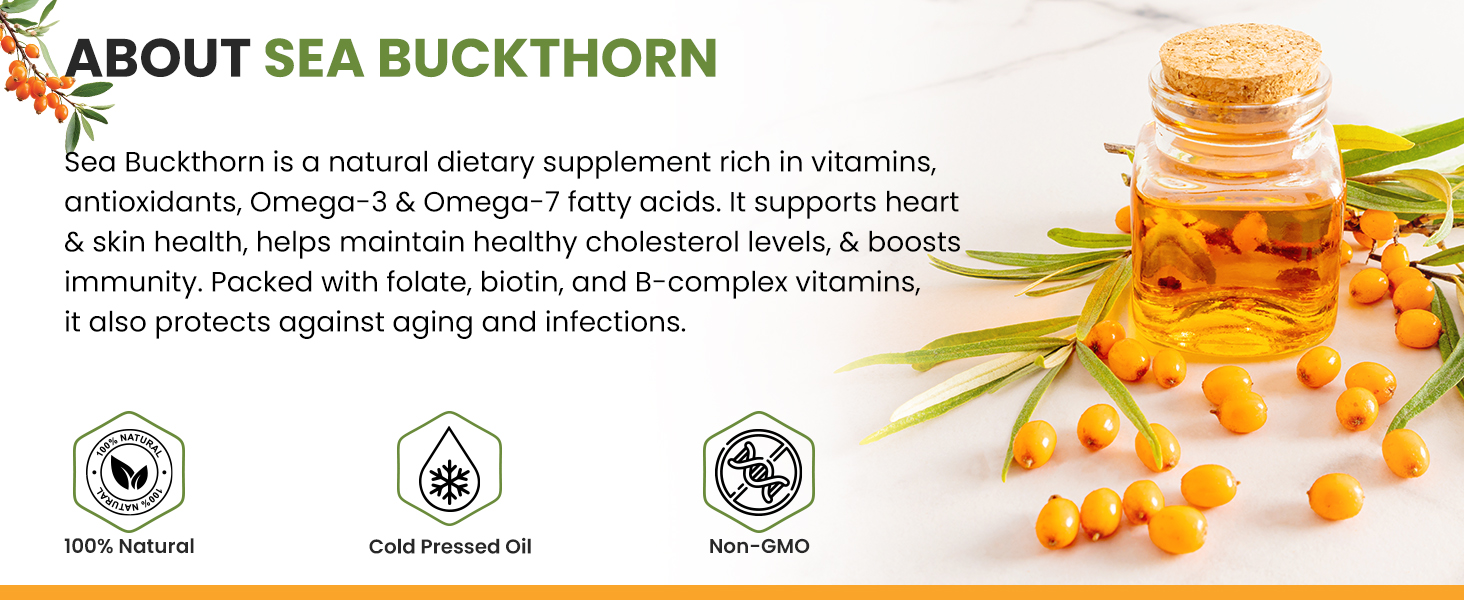 NATURYZ Himalayan Sea Buckthorn Oil 1120mg Omega 3-6-7-9 & Vit C- 60 Caps