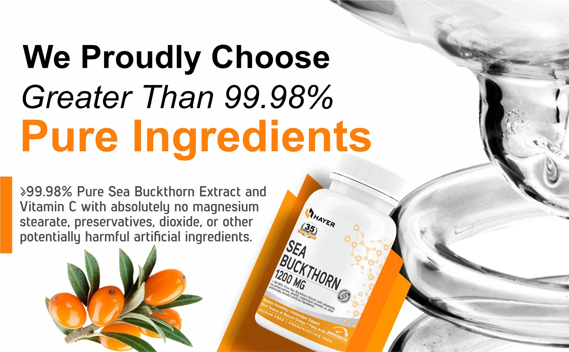 Hayer Sea Buckthorn Seabuckthorn, Help boost Omega 3,6,7,9 Levels 99% High Strength Sea Buckthorn Supplement 60 Tablets