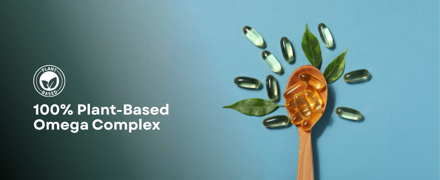 Pure Nutrition Omega 3 Vegetarian Capsules with 3 5 6 7 9 | Plant Based Vegan Omega 3 Supplement with Blend of Seabuckthorn, Flaxseed, Pomegranate, Borage & Olive Oils | Supports Heart, Skin & Joint Health - 60 Softgels