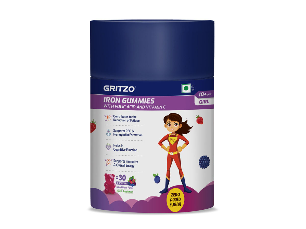 Gritzo Iron Gummies (10+ Girl), Mixed Berry, 30 Gummies