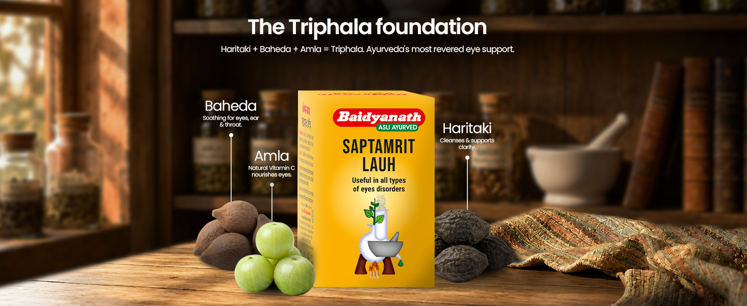 Baidyanath Saptamrit Lauh - 40 Tablets | Ayurvedic Formula with Iron for Eye Health, Headache Relief & Premature Grey Hair Support