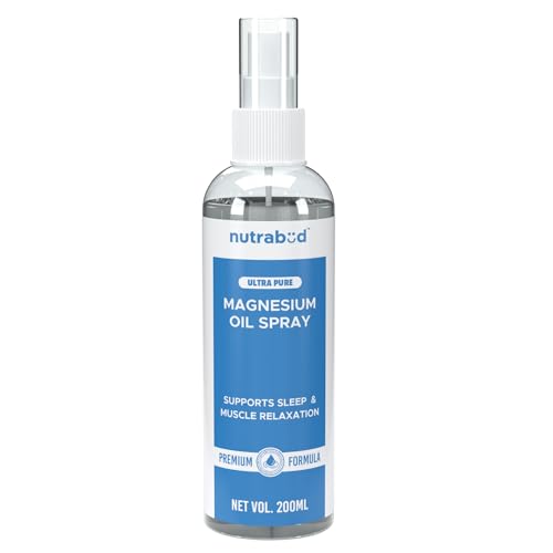 Nutrabud Magnesium Oil Spray - 200ml | Topical Spray Magnesium Oil For Feet, Muscle Relaxation, Deep Sleep Support, Recovery From Cramps (200ml (Pack of 1))
