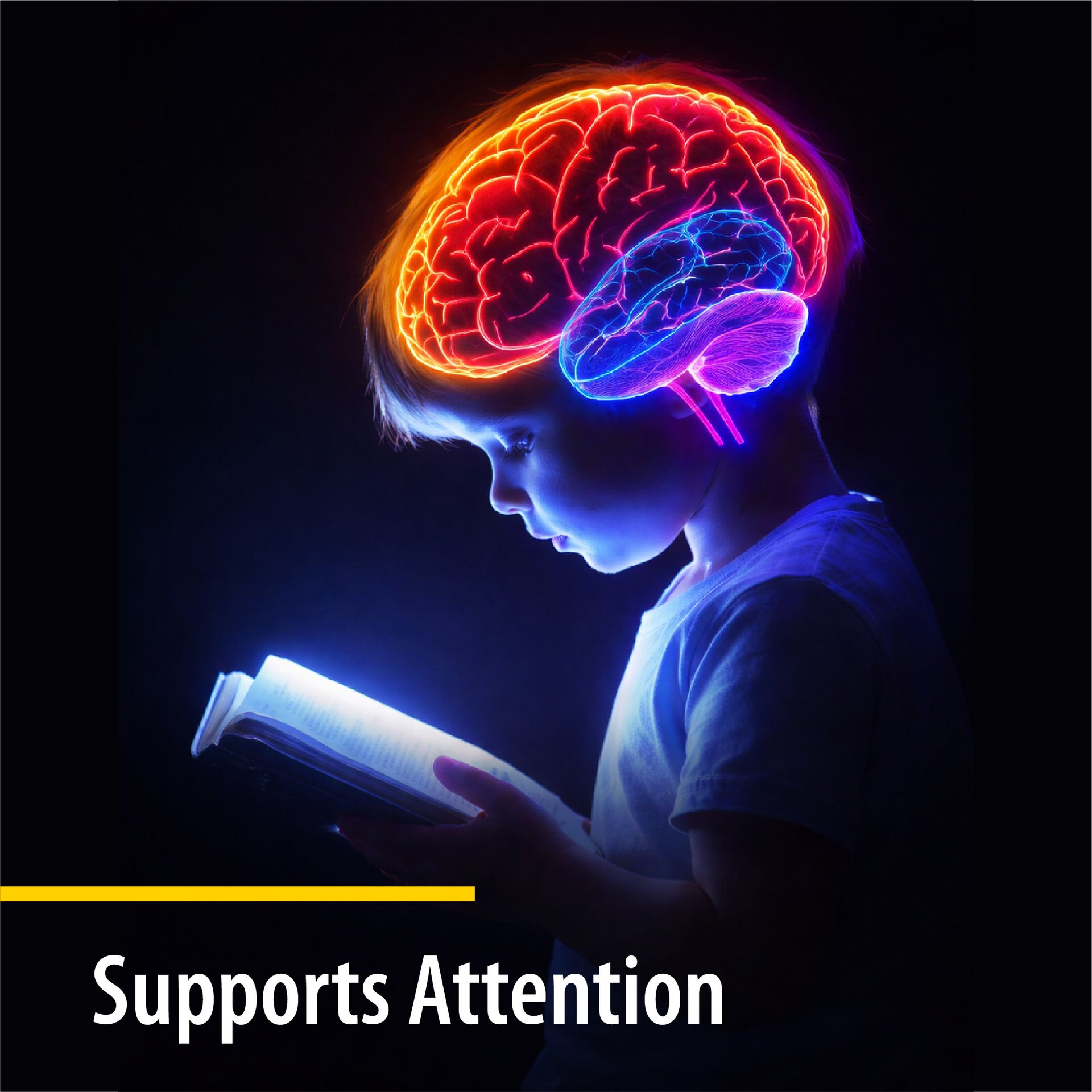 Brain Development & Focus Supplement for Kids | With Phosphatidylserine (PS) | Supports Memory & Attention | Liquid Suspension Formula - Mango-Vanilla Flavour