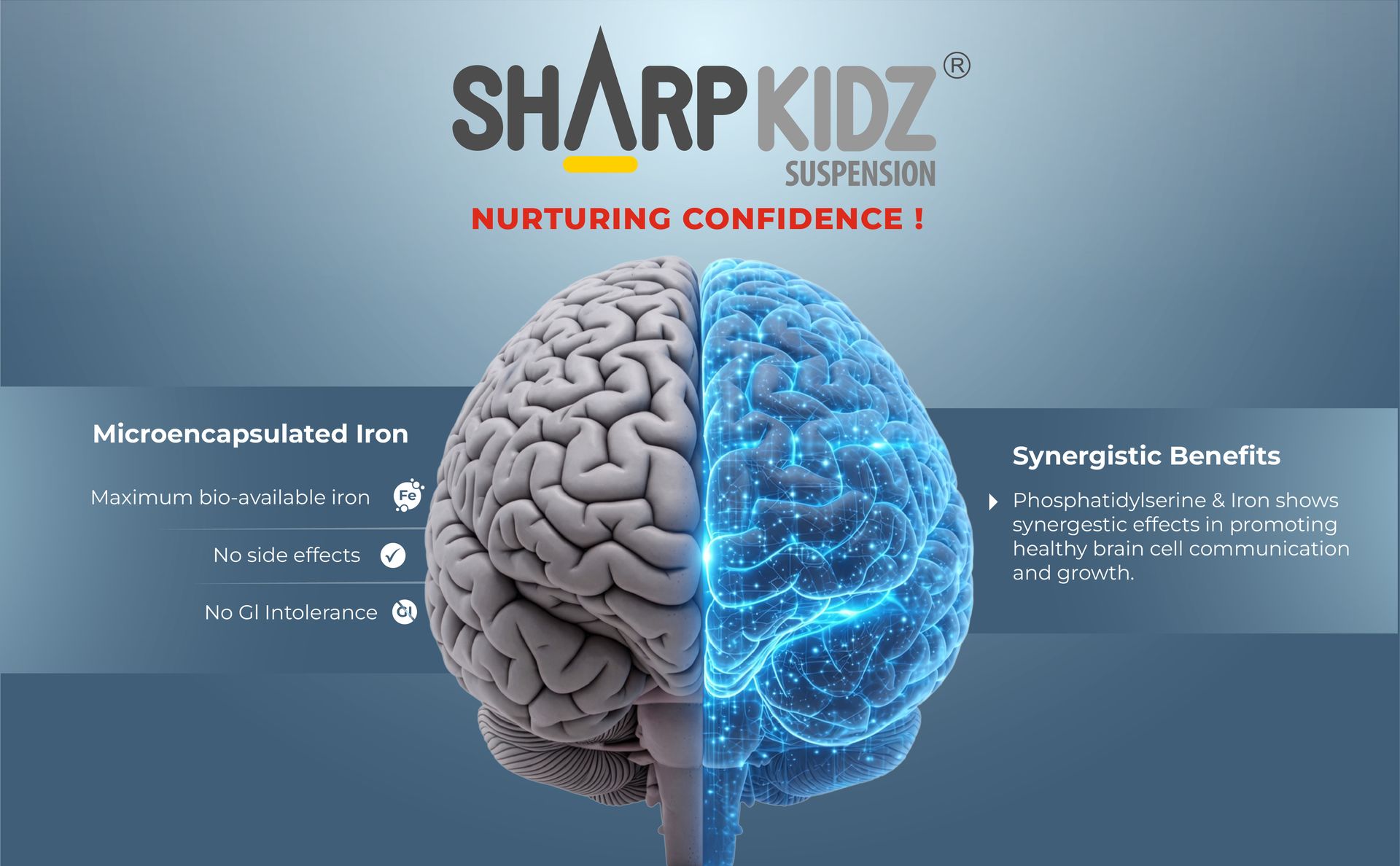 Brain Development & Focus Supplement for Kids | With Phosphatidylserine (PS) | Supports Memory & Attention | Liquid Suspension Formula - Mango-Vanilla Flavour