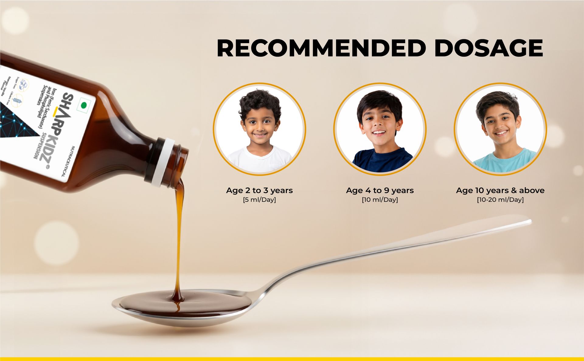 Brain Development & Focus Supplement for Kids | With Phosphatidylserine (PS) | Supports Memory & Attention | Liquid Suspension Formula - Mango-Vanilla Flavour