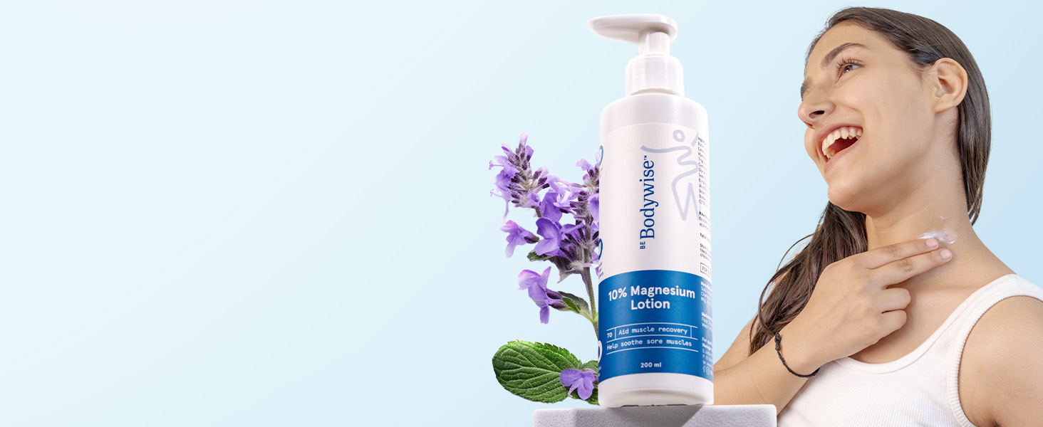 Be Bodywise 10% Magnesium Sleep Body Lotion 200ml | For Muscle Recovery & Relaxation | Infused with Shea Butter & Lavender | Mildly Scented, Lightweight & Non-Greasy Formula