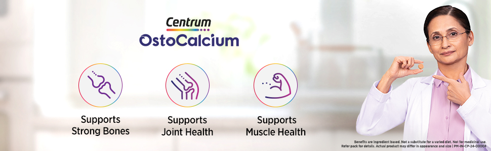 Centrum Ostocalcium Total Chewable Tablets For Women & Men | Vitamin D & Calcium Tablets To Support Strong Bones, Joints & Muscles |30 Tablets