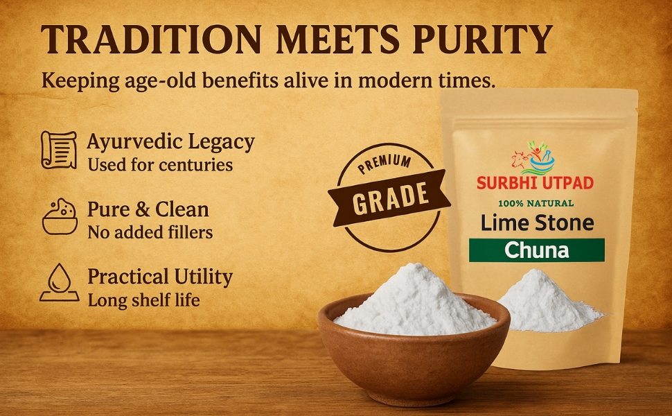 SURBHI UTPAD Chuna Powder, Food-Grade Purified Calcium Carbonate, 100% Pure Edible, Airtight Moisture-Proof Pack, 200G