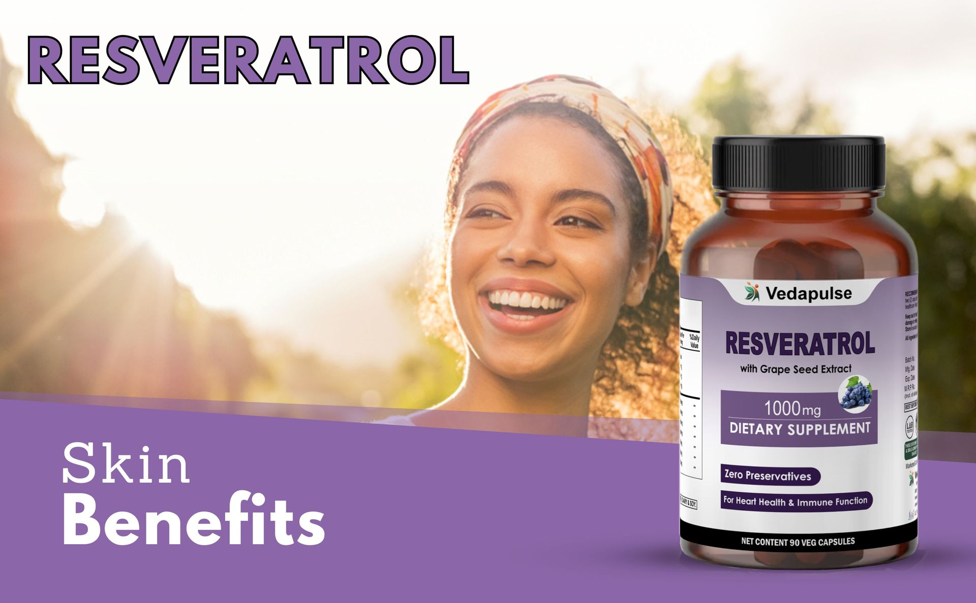 Resveratrol 1000mg with Grape Seed, Milk Thistle, Quercetin, NAC, Turmeric & Black Pepper – 90 Veg Capsules | Antioxidant & Heart Health Support | Health Supplement