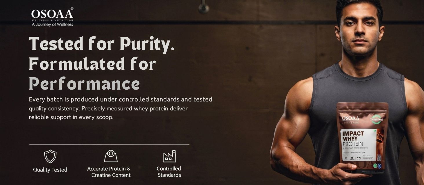 OSOAA Impact Whey Protein 1kg- Belgian Chocolate | Isolate & Concentrate | 24g Protein & 3g Creatine with 5X Digestive Enzymes | Trustified Certified & NABL Lab Tested