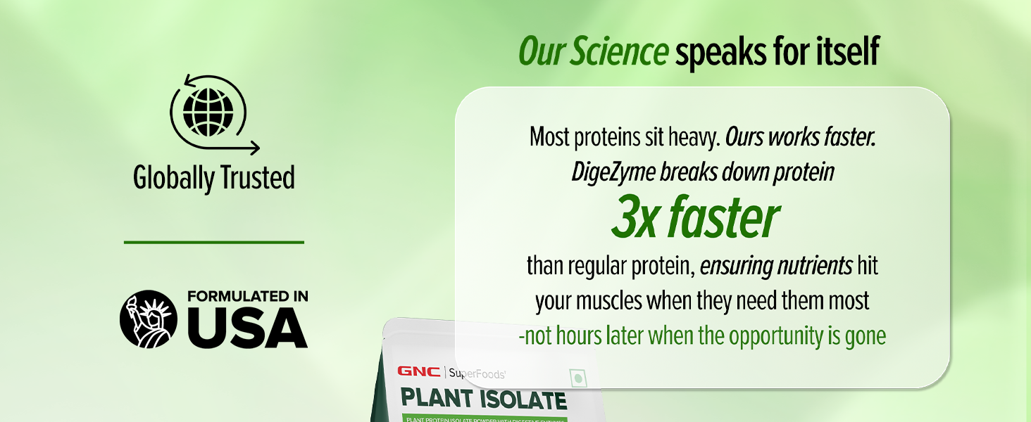 GNC Plant Protein Isolate Powder | 25g Protein Complete Amino Acid Profile with PDCAAS 1 Score | DigeZyme® For Faster Absorption | No Added Sugar | Delicious & Non-Chalky | Chocolate Hazelnut (2lbs)